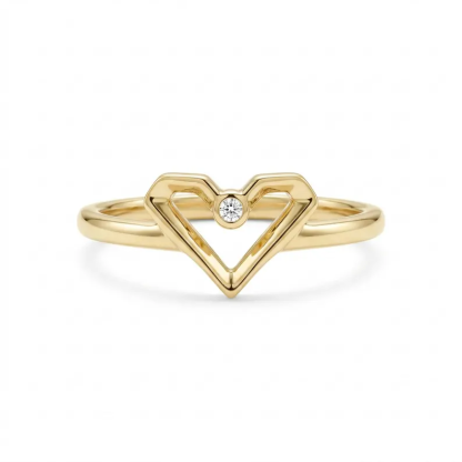 Personalized Birthstone Ring Minimalist Heart Ring