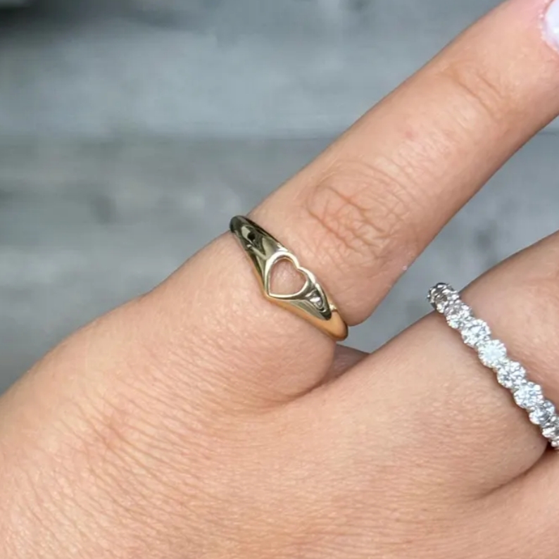 Gold Plated Open Heart Ring Promise Ring