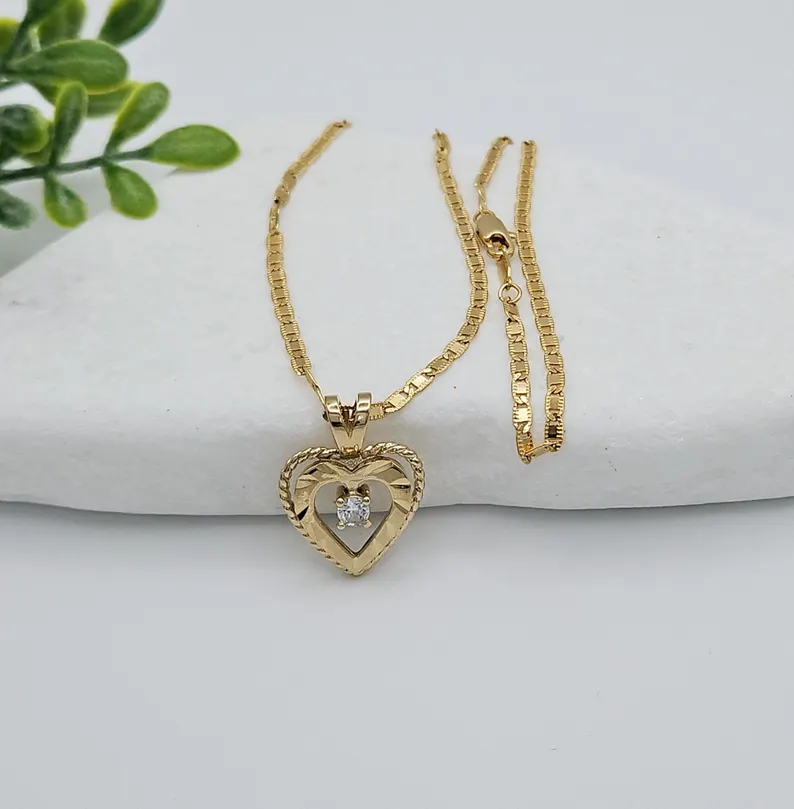 Gold Plated Heart Pendant Necklace Birthstone Necklace