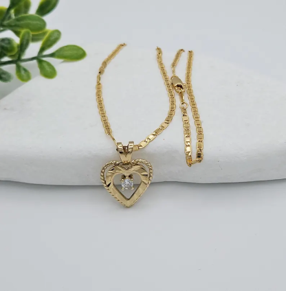  Gold Plated Heart Pendant Necklace Birthstone Necklace