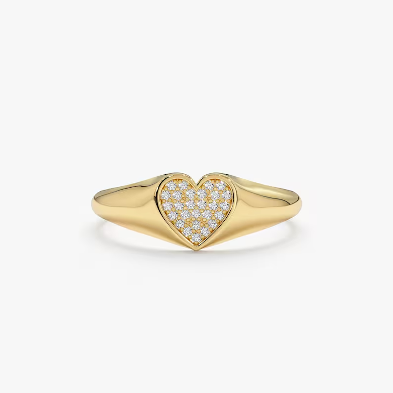 Love Heart CZ Ring 14k Gold Plated Promist Ring