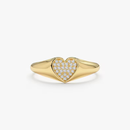 Love Heart CZ Ring 14k Gold Plated Promist Ring