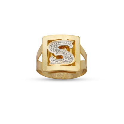 Personalized Gold Plated Two Tone Initial Ring