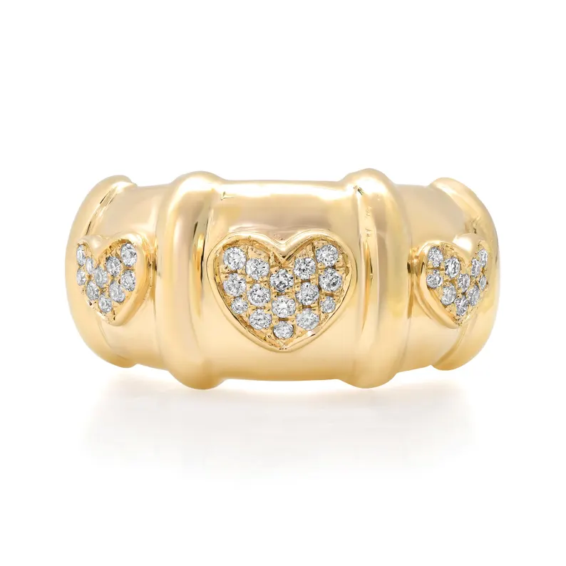 Love Heart CZ Gold Plated Heart Ring