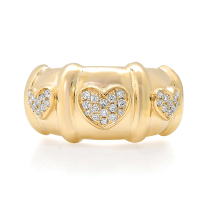Love Heart CZ Gold Plated Heart Ring