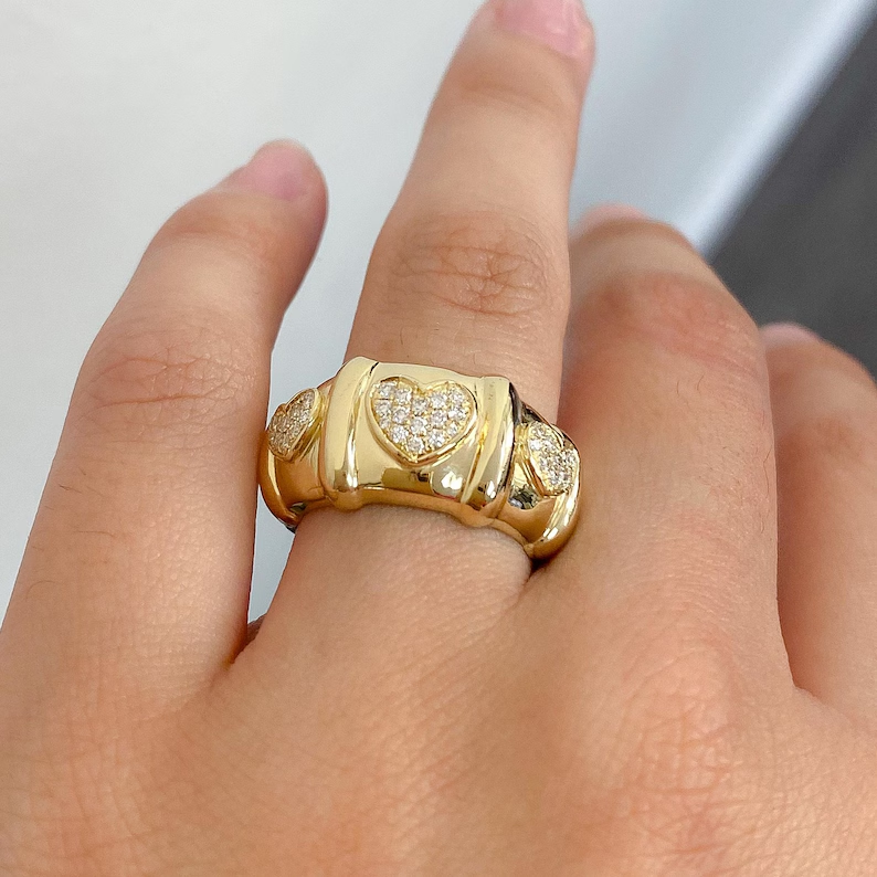 Love Heart CZ Gold Plated Heart Ring