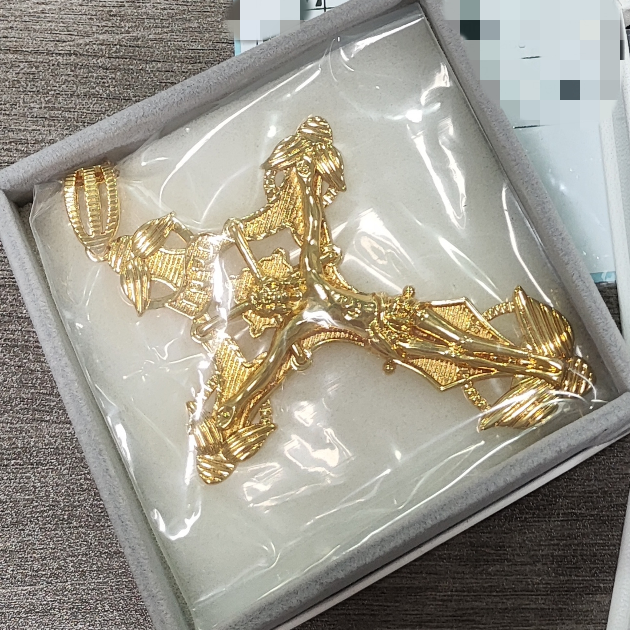 Gold Plated Jesus Christ Pendant Cross Necklace 