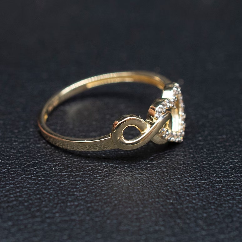 Zircon Two Hearts Ring Gold Plated Infinity Heart Ring