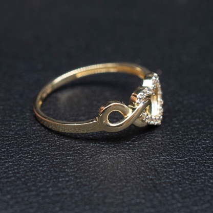 Zircon Two Hearts Ring Gold Plated Infinity Heart Ring