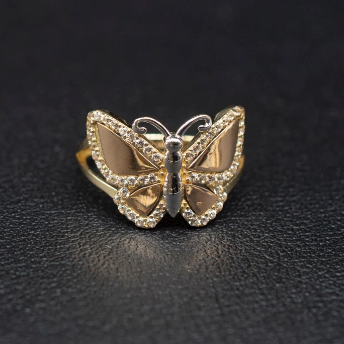 Gold Plated Zircon Butterfly Ring