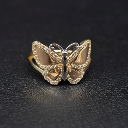 Gold Plated Zircon Butterfly Ring