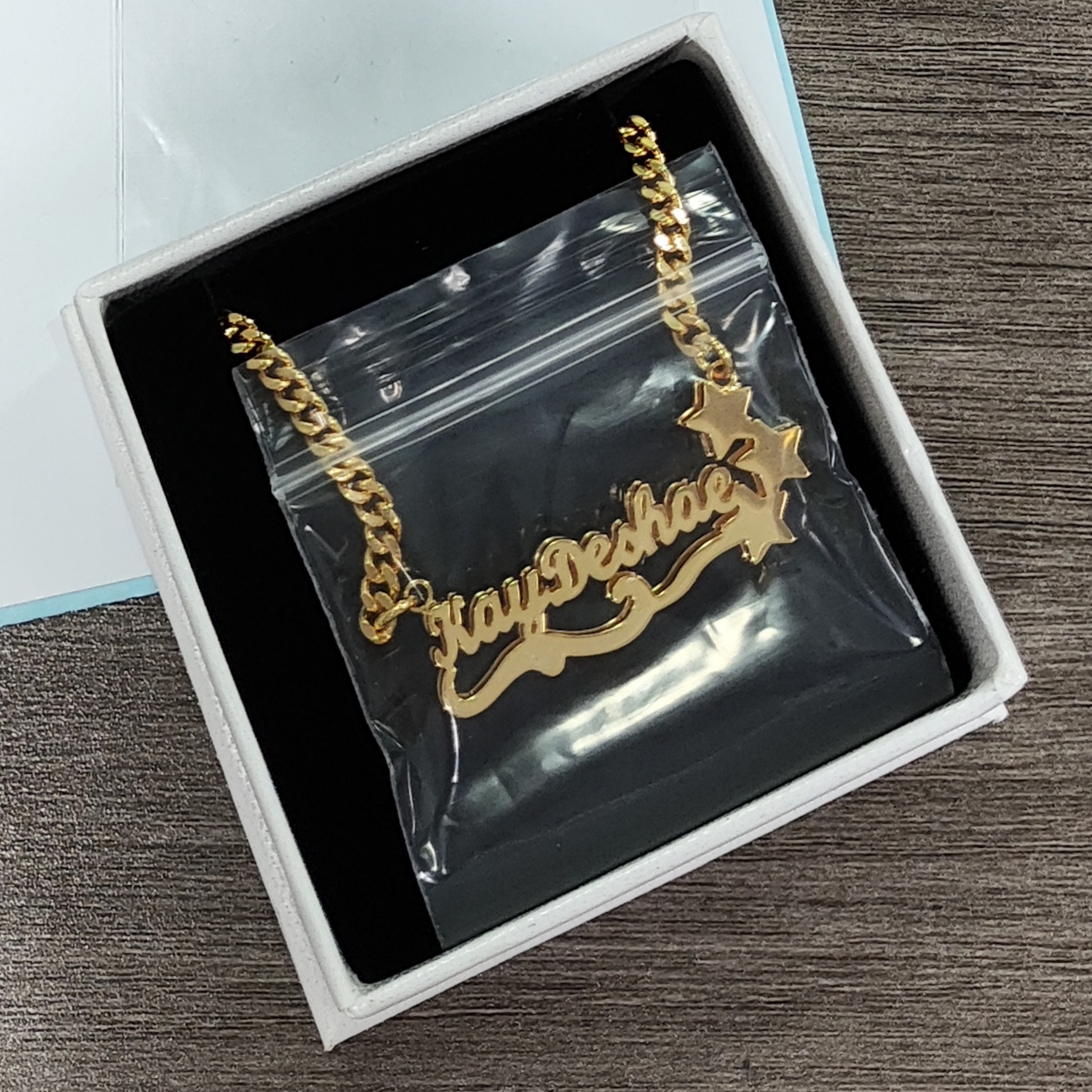 Double Layer Personalized Custom Name Necklace with Stars