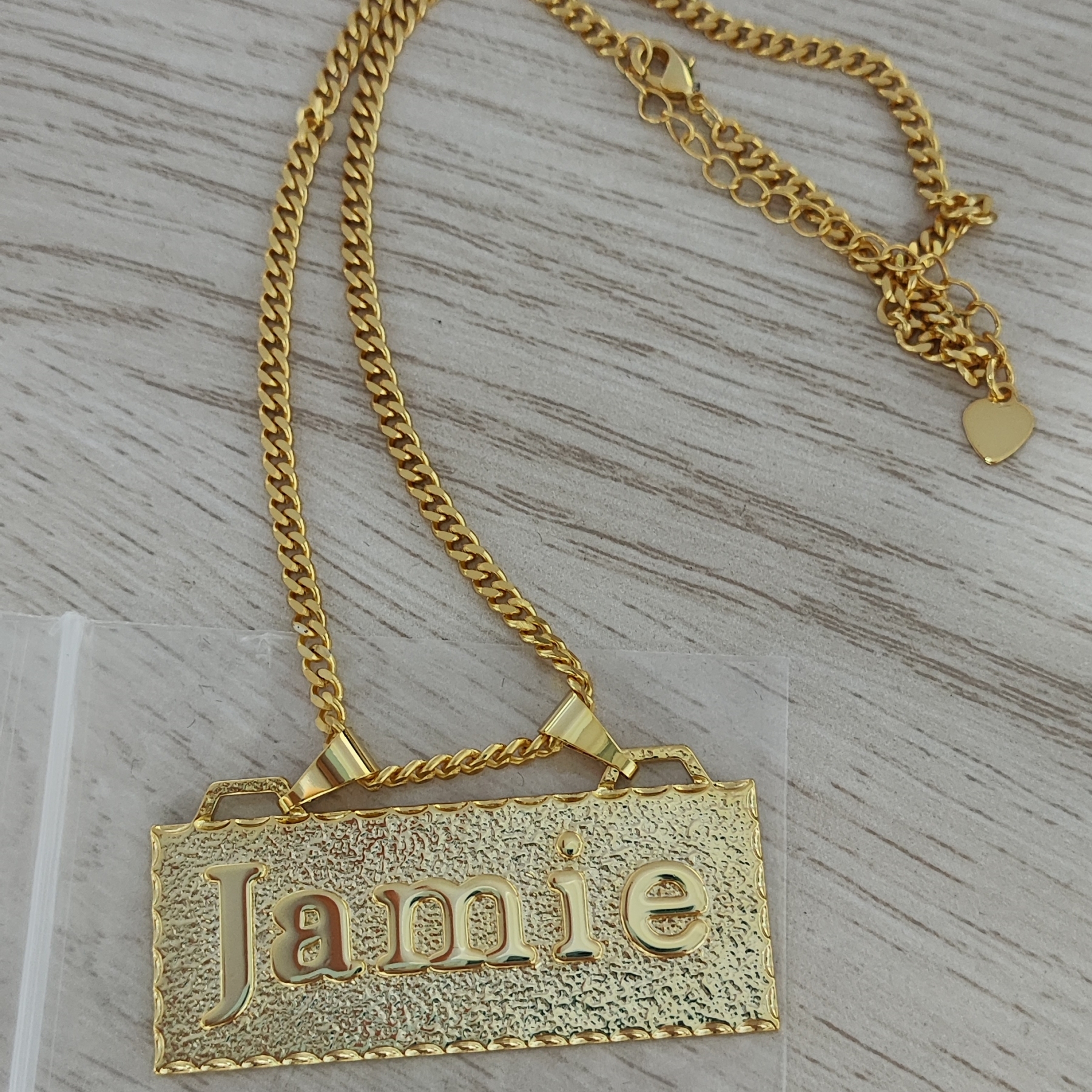 Custom Large Bar Name Necklace Gold Plated Personalized Name Necklace 