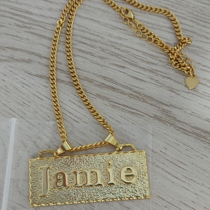 Custom Large Bar Name Necklace Gold Plated Personalized Name Necklace 