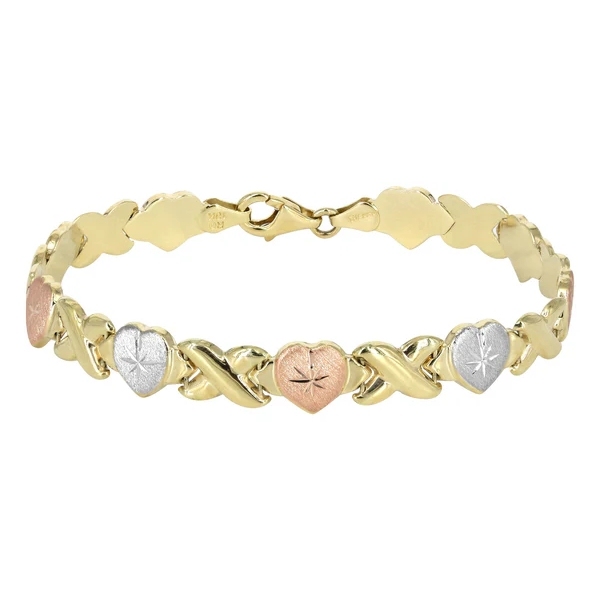 Gold Plated Tricolor XOXO Chain Bracelet