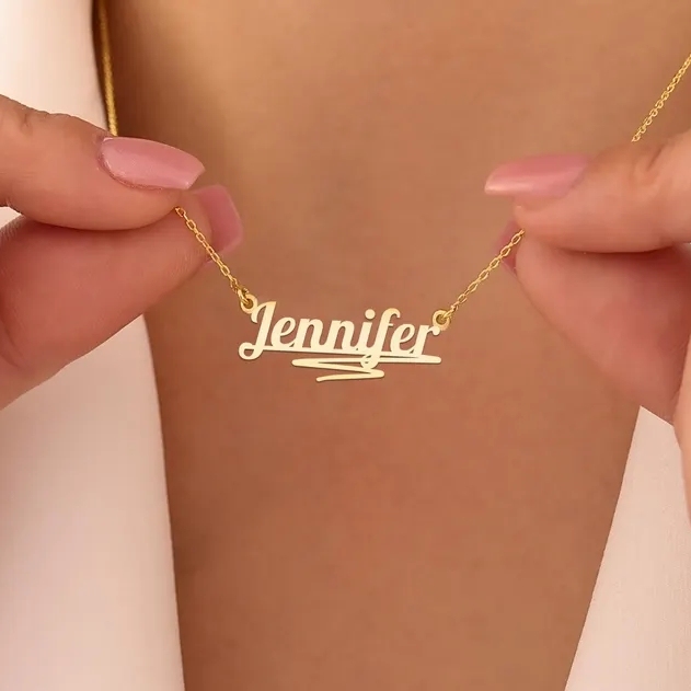  Elegant Underlined Nameplate Necklace Personalized Gold Plated Name Necklace