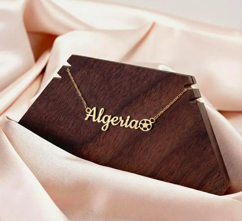 Gold Plated Personalized Football Nameplate Pendant Custom Name Necklace
