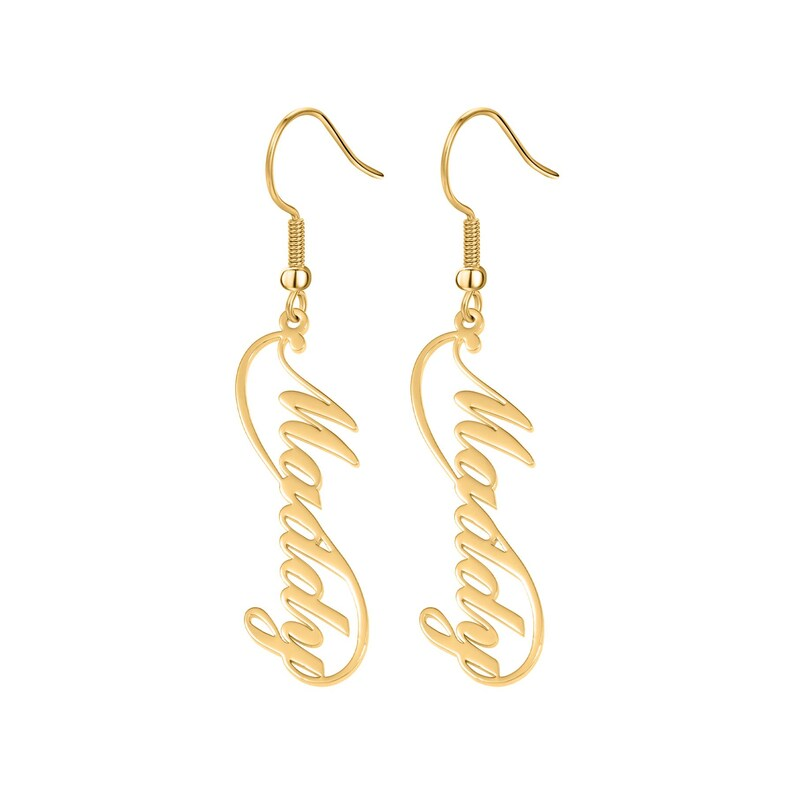 Personalized Gold Plated Drop Earrings Name Earrings