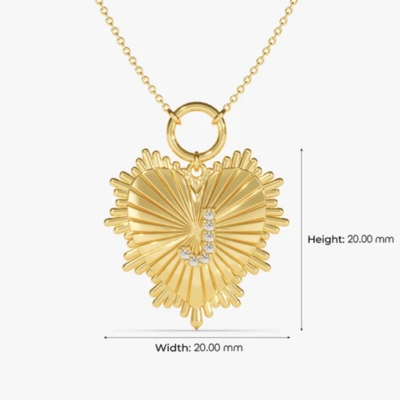 Personalized Initial Necklace Gold Plated Heart Initial Diamond Necklace