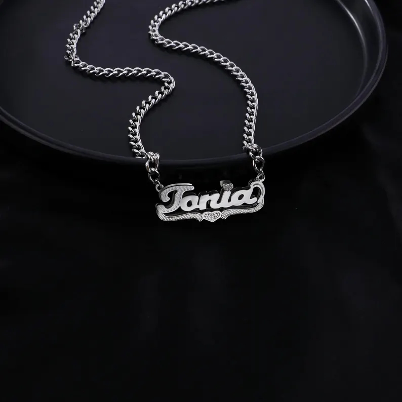 Personalized Custom Double Layer Heart Name Necklace