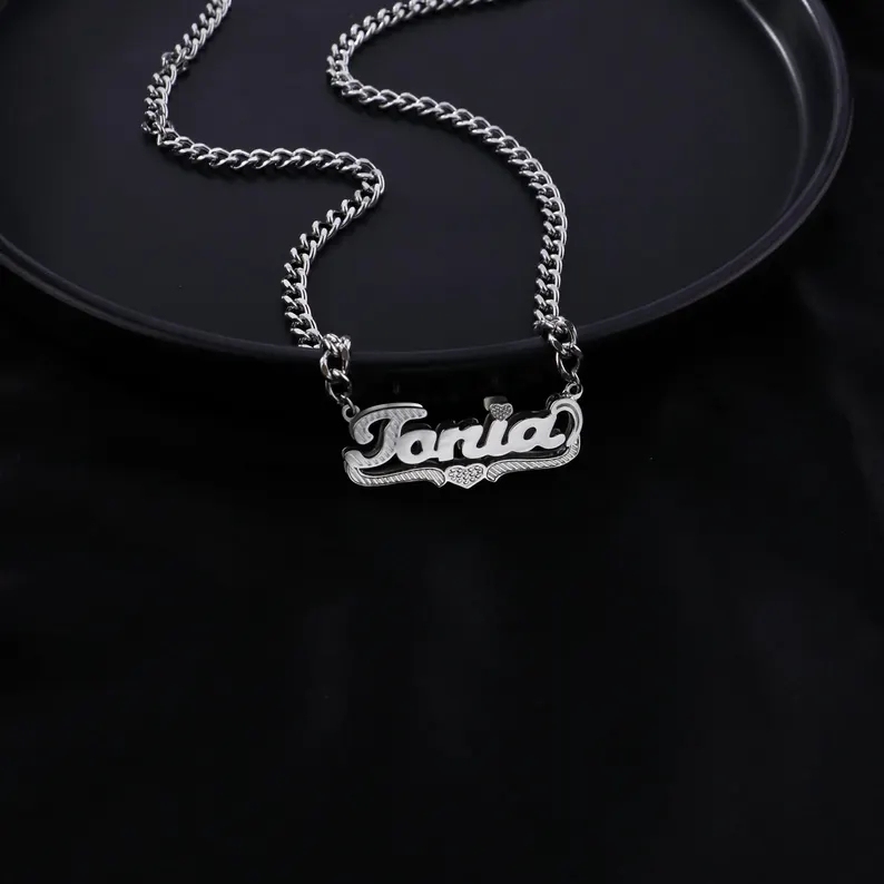 Personalized Custom Double Layer Heart Name Necklace