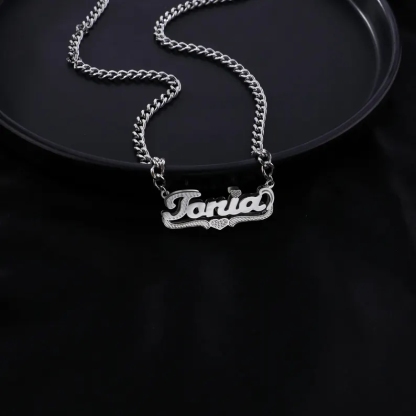 Personalized Custom Double Layer Heart Name Necklace