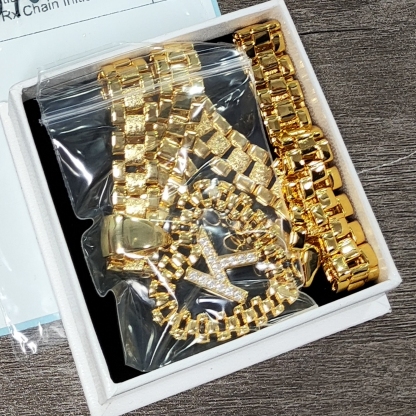 Personalized CZ Initial Letter Heart Pendant Necklace Rx Chain Initial Necklace