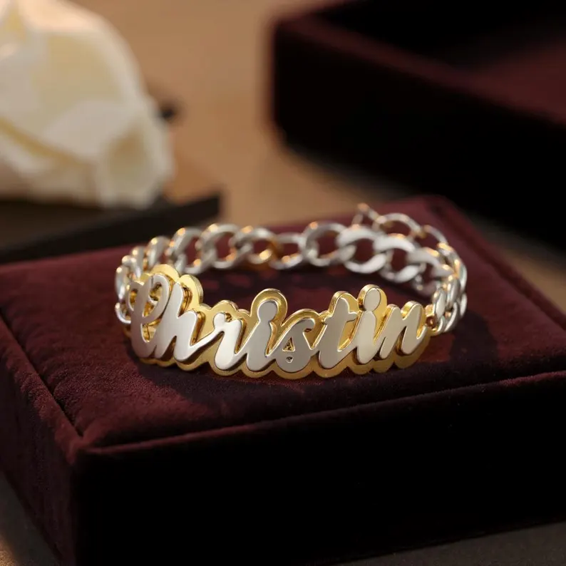 Personalized Two Tone Double Plated Name Bracelet