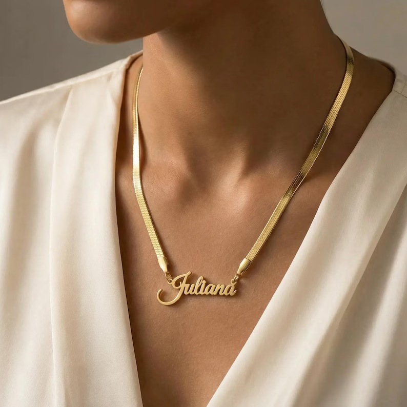 Snake Chain Gold Plated Personalized Name Necklace
