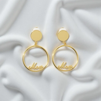 Gold Plated Clip On Name Hoop Earrings
