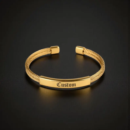 Personalized Cable Bracelet Engraved Minimalist Cuff Name Bracelet
