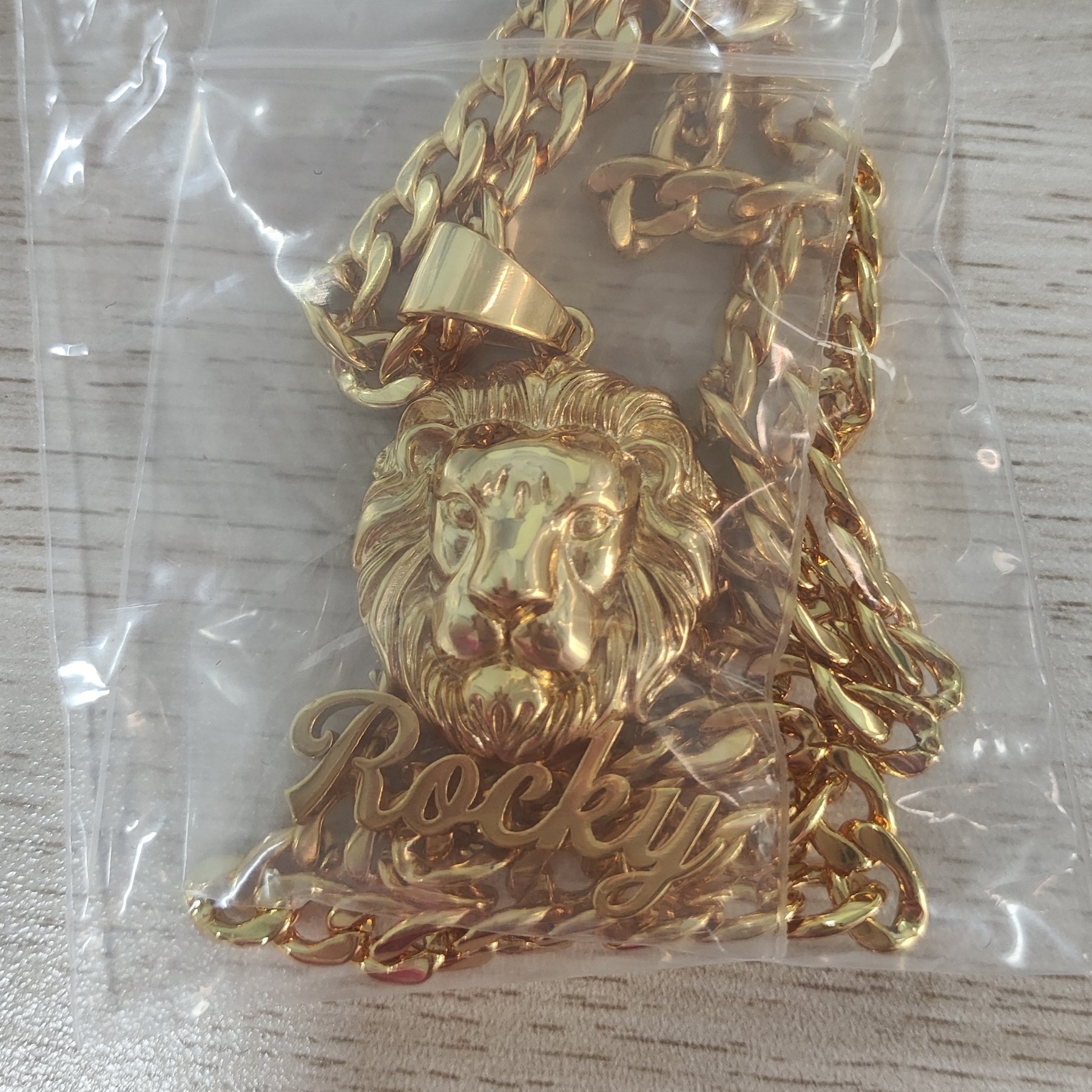 Lion Nameplate Pendant Personalized Custom Gold Plated Name Necklace for Men