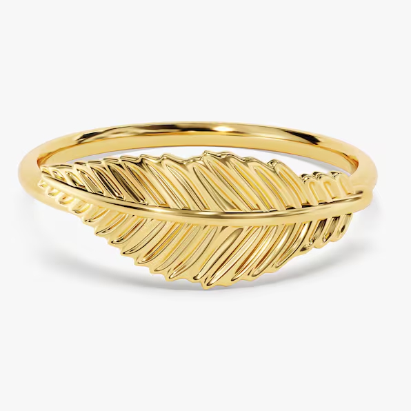Gold Plated Feather Ring
