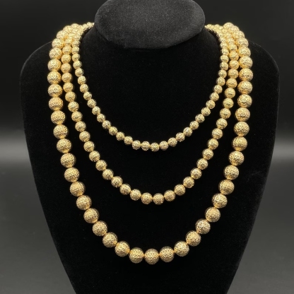 Gold Plated Diamond Cut Beaded Chain Necklace Ball Chain