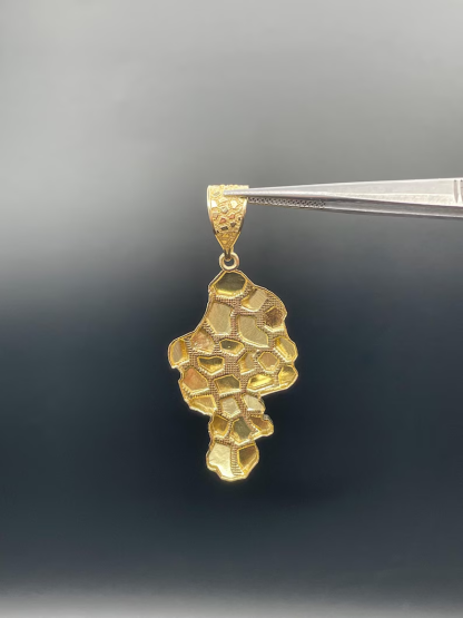 Gold Plated Nugget Pendant Necklace Cuban Chain