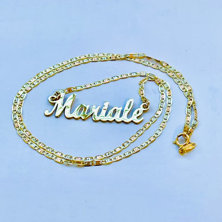 Gold Plated Personalized Custom Necklace With Tri-color Chain