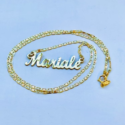 Gold Plated Personalized Custom Necklace With Tri-color Chain