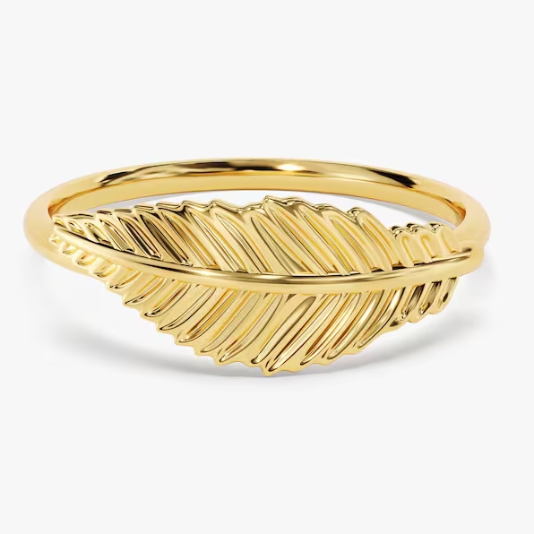 Gold Plated Feather Ring