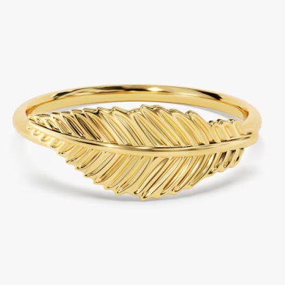 Gold Plated Feather Ring