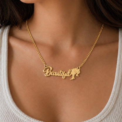 Barbie Name Necklace Gold Plated Custom Name Necklace For Her