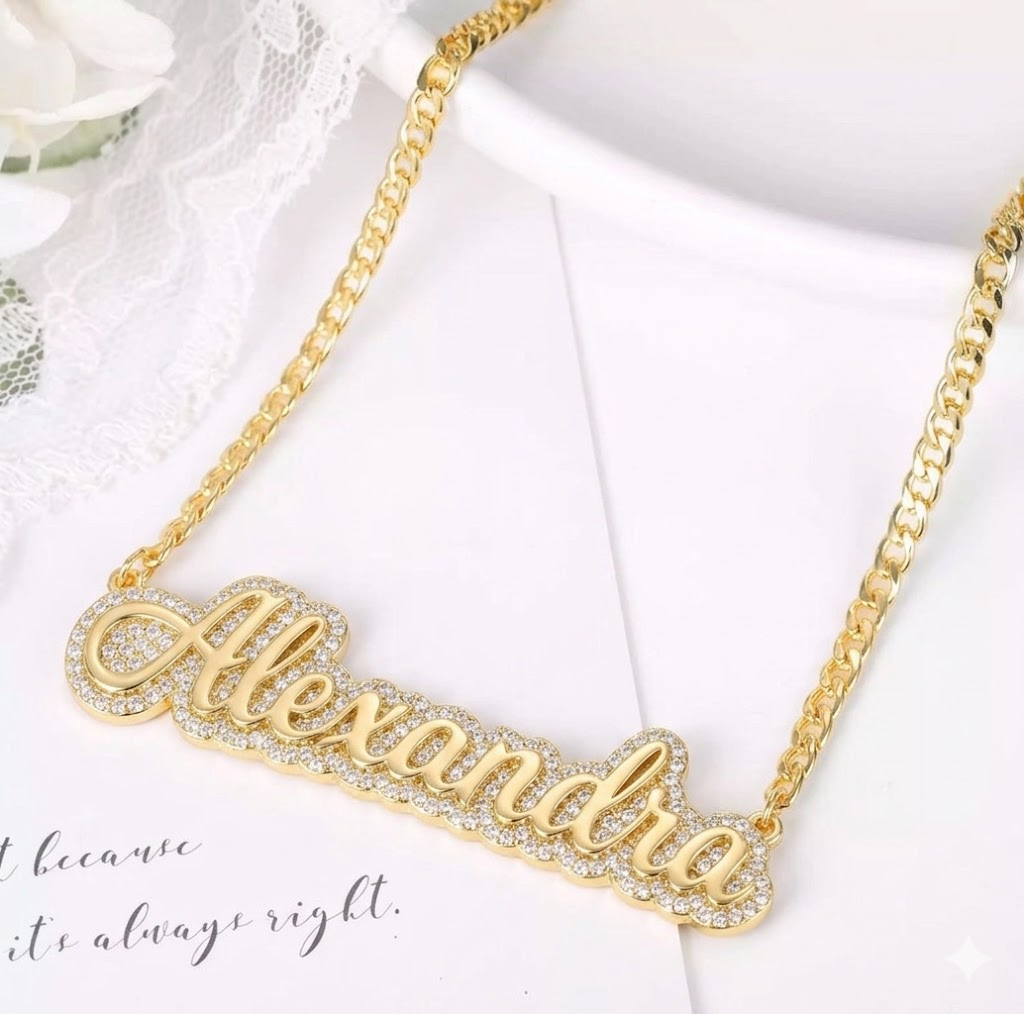 Gold Plated Sparkling Zircon Name Necklace Diamond Custom Necklace