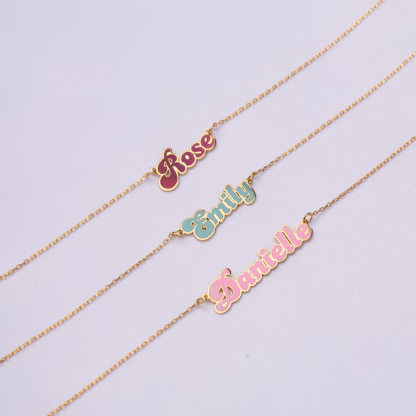Colorful Nameplate Necklace Personalized Blue Pink Name Necklace