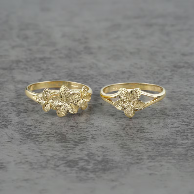 Gold Plated Fiori Hibiscus Flower Ring 