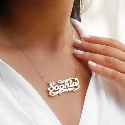Gold Plated Custom Name Necklace Diamond Cut Doube Plated Name Necklace