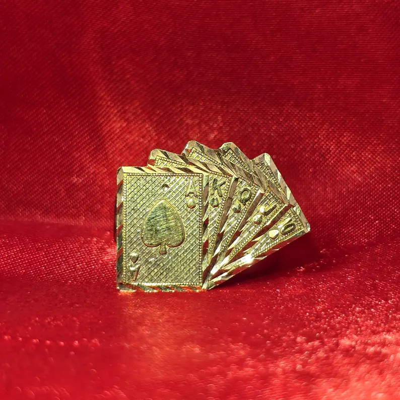 14k Gold Plated Poker Cards Ring