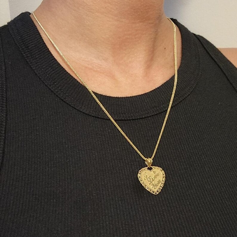 “I Love You” Engraved Love Heart Pendant Gold Plated Heart Charm Necklace