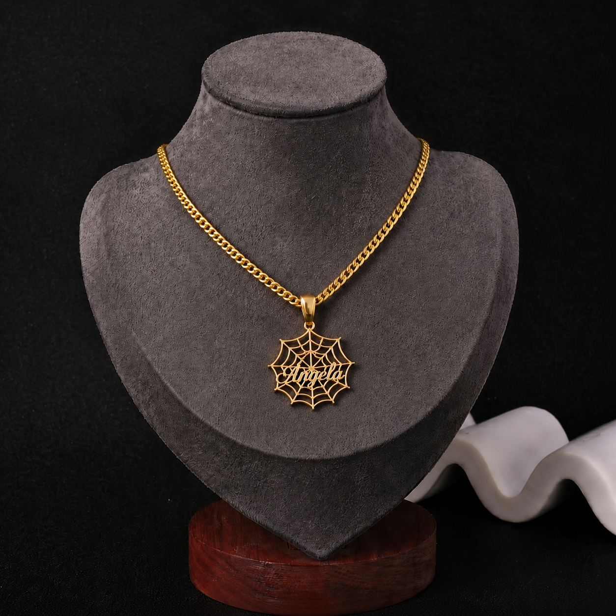 Spider Web Name Necklace Gold Plated Personalized Custom Name Necklace
