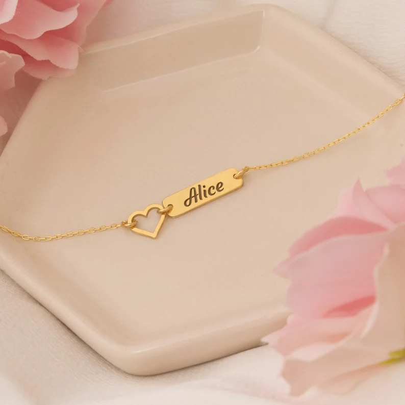 Planting Gold Name Bracelet with Engraved Inspirational-silviax