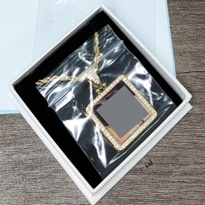 Square Rectangle Shaped with Picture Inside Personalized Photo Necklace