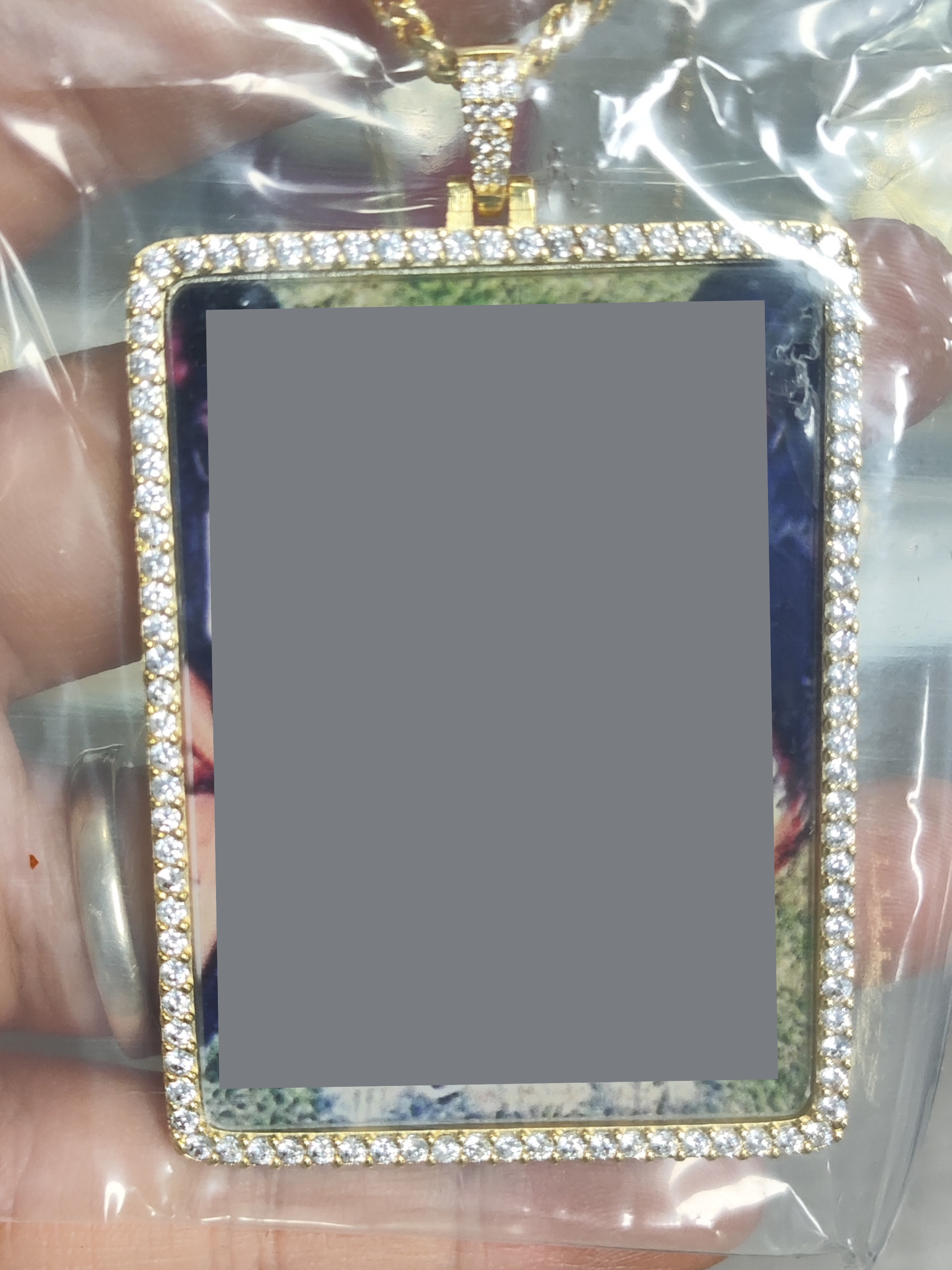 Square Rectangle Shaped with Picture Inside Personalized Photo Necklace